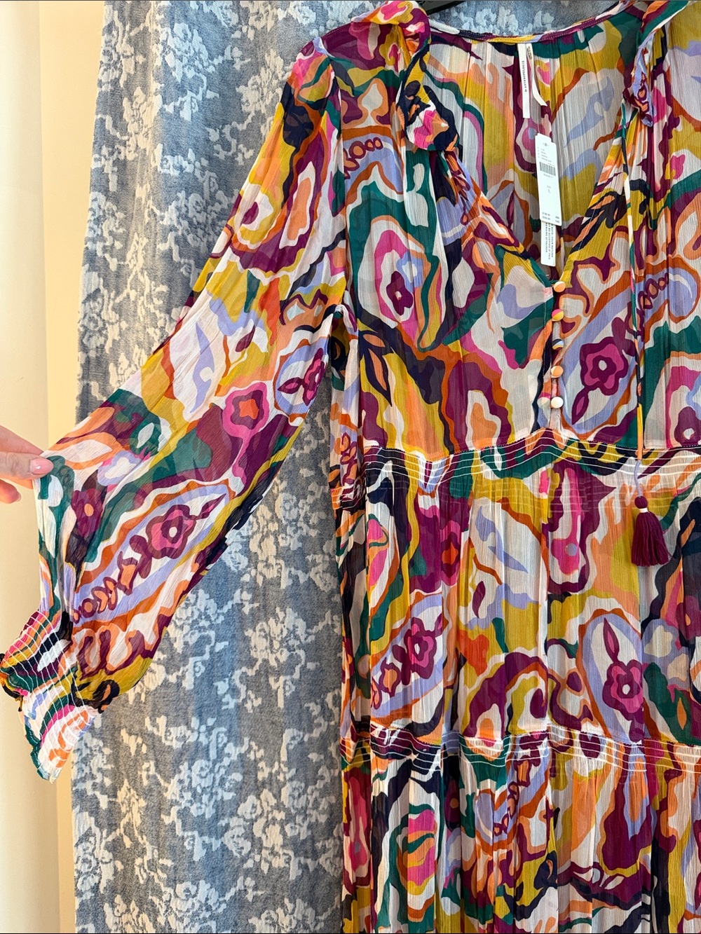 Anthropologie Multicolor Abstract Floral Tiered Maxi Dress - Picture 3 of 4